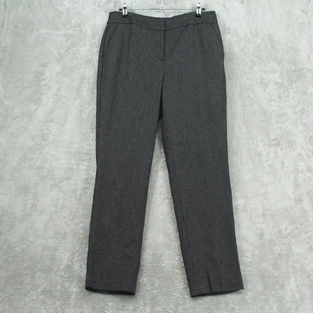 Talbots Pants Women 8 Wool Blend Polka Dot Straight Leg Curvy Trouser Office Zip